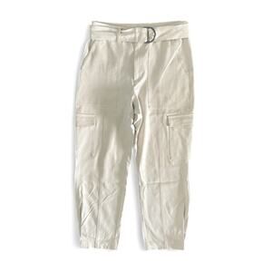 Banana Republic Women’s Ivory Cream Cargo Jogger Pants Belted Size 2 Preppy